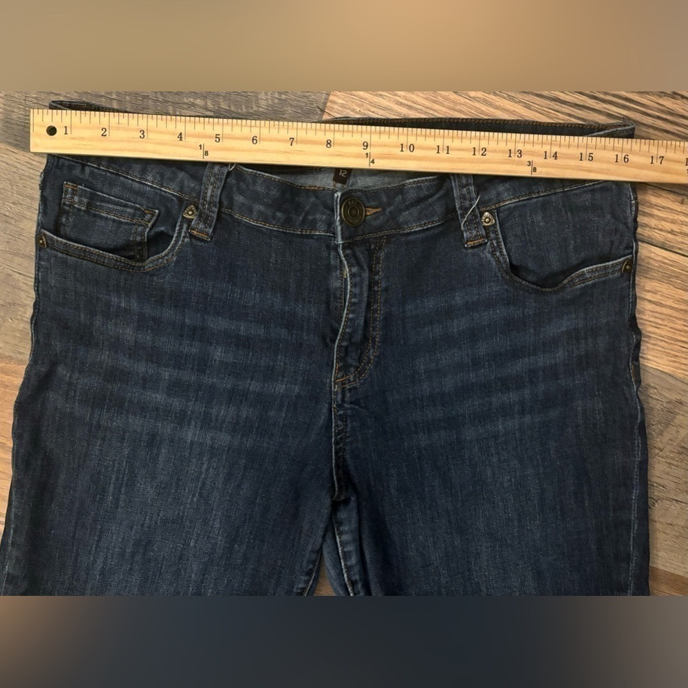 Kut From the Kloth‎ Bardot Crop Skinny Boyfriend Jeans Dark Cotton Wash Size 12 - Picture 2 of 11